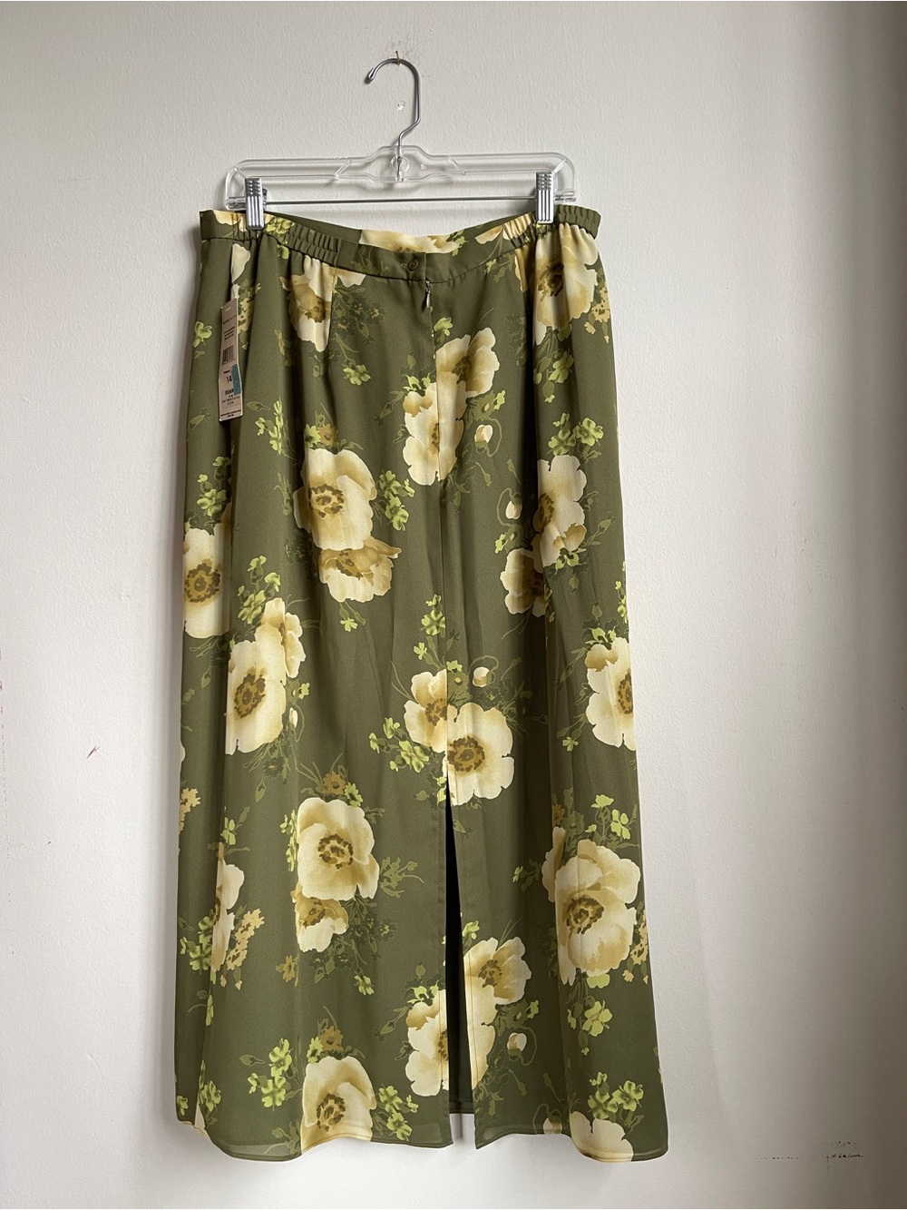 NWT Vintage Y2K Fairy Olive Green + Cream Floral Maxi Skirt - Picture 5 of 8